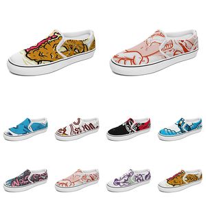 Zapatos de lona sin cordones personalizados para hombres y mujeres, diseño de animales de dibujos animados de anime, palabra diy, negro, blanco, azul, rojo, entrenador para hombres al aire libre 069