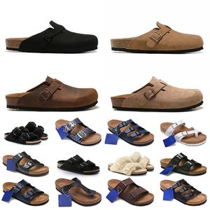 Hombres Mujeres Diseñador Bostons Zuecos Zapatilla Top Cuero Birkinstocks Hebilla Correa Correa Plana Sandalia Corcho Diapositiva Birkes Stock Mules Pantoufle Sandale Entrenadores casuales