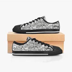 Hombres Mujeres DIY zapatos personalizados low top Canvas Skateboard zapatillas triple negro personalización UV impresión deportes zapatillas wangji 157-12