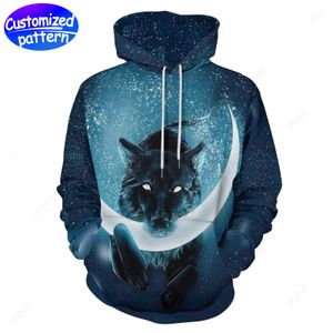 Designer Hommes Femmes Sweats à capuche Sweatshirts Moon Wolf Personnalisé à motifs Casquettes lâches toutes imprimées comme sweats à capuche en gros à capuche femmes Vêtements pour hommes Vêtements grande taille s-6xl