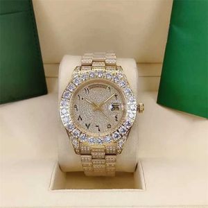 Reloj para hombre/mujer tamaño 44 mm completo hermoso diamante con cuentas de acero inoxidable función impermeable hombres como regalo L