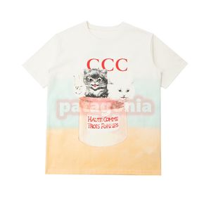 Hombres Mujeres Cuello redondo Camiseta Diseñador Hombre Camisetas de manga corta Parejas Gato Impresión Tops Tamaño asiático S-XL