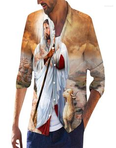 Men039S Shirts décontractés 2022 Jésus-Christ pour hommes et femmes 3D Blouse à manches longues imprimées TEES TEES TEES MAN CAMISA CH6535657