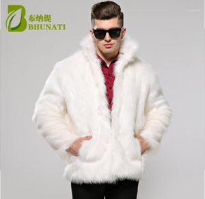 Men039s Jackets Bhunati Mens Fur Coat White Stand Collar Manga larga Hombres de invierno Faux Solid Loose Jacket Casual5537280