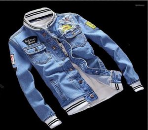 Men039s Jackets Men Insignia Patch Jacket Denim Autumn Cool Trendy Mens Jean Chop Cause Outwear Stand Collar Motorcycle Cowboy2699463