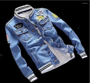 Men039s Jackets Men Badge Patch Jacket Denim Autumn Cool Trendy Mens Jean Capel Sutwear Stand Motorcycle Cowboy1681889