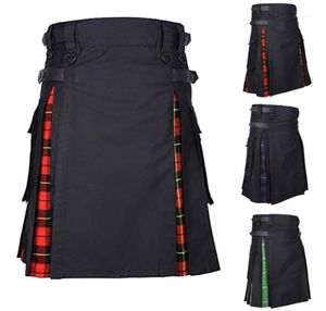 Men039s Pantalones estilo gótico para hombre Vintage Kilt Escocia moda Kendo faldas con bolsillo ropa escocesa Falda plisada 19Sep2618593044