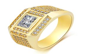 Men039s Ring Size 13 Iced Out Micro Paveed 18K Yellow Gold rempli classique beau Men Finger Band Engagement de mariage Bijoux GI8527321