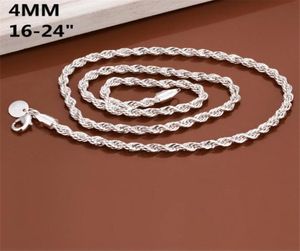 Men039s Sterling Silver Plaqué Twinkling Rope Chains collier 4MM GSSN067 mode belle 925 argent plaque bijoux colliers cha9668697