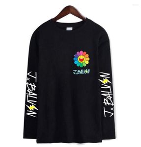 Men039s T-shirts J BALVIN ras du cou hommes femmes chemise à manches longues t-shirts unisexe décontracté Harajuku Streetshirt soleil fleur garçon fille 9927288