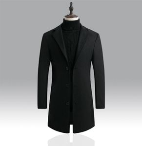 Men039s Trench Coats 2021 hiver mode Boutique porter décontracté affaires laine Long manteau hommes pardessus gris Jackets3399026