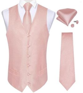 Men039s Gilet Men39s Mariage Viette Tie à la mode Fashion Silk Pink Cuffushs Hanky ​​Set pour robe formelle