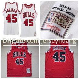 HombreChicagoBulls 45 MichaelJ0rdanMitchell Ness White 1994-95 Home Authentic Jersey