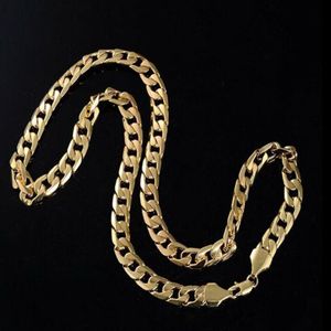 Collar de eslabones pesados sólidos con cadena curva clásica GP de oro amarillo de 18 quilates para hombre de 10 mm 24 228e
