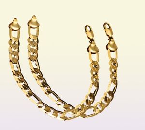 Hombres 24 K Gold Solid GF 10 mm italiano Figaro Link Chain Bracelet 87 pulgadas Joyería74503705496139