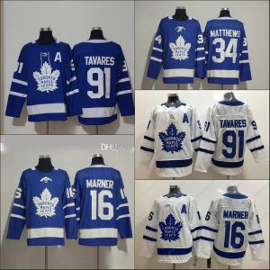 MENS 34 AUSTON Matthews Jersey 16 Mitch Marner 90 Ryan Reilly 91 John Tavares Auston Matthews Hockey Jersey en stock Expédition rapide S-XXXL