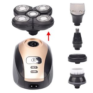 Afeitadora eléctrica 5 en 1 para hombre, Kit de aseo, recargable, 5 maquinillas de afeitar, máquina de afeitar para cabeza calva, recortadora de barba