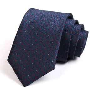 Mens 7cm Navy Blue Tie Design de haute qualité Gentleman Fashion Fashion For Men Business Suit Work Coldie avec boîte cadeau 240415