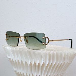 Lunettes de soleil pour hommes et femmes de luxe en métal plaqué platine poli carré de haute qualité lunettes pour femmes vintage avec boîte et étui d'origine