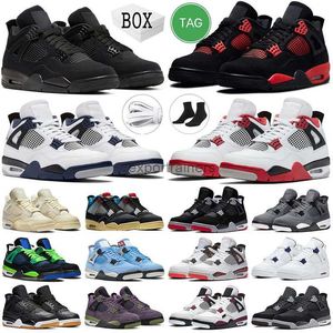 Chaussures de basket-ball pour hommes Jumpman 4 4s avec Metallic Purple Black Cat Midnight Navy Bred Fire Red Cool Grey Pure Money Infrared Shimmer