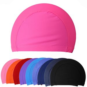 Mens Candy colors Swimming caps unisex Nylon Cloth Adult Shower Caps waterproof bathing caps solid swim hat DH4442