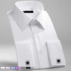 Hommes chemises décontractées M6XL français manchette robe chemise blanc à manches longues formel affaires boutons mâle coupe régulière boutons de manchette 230726