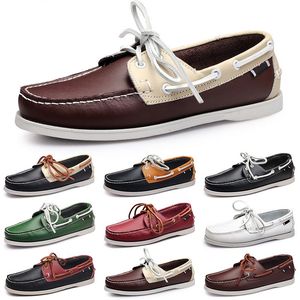 Chaussures décontractées pour hommes Noir Loisirs Argent Taupe Dlives Marron Gris Rouge Vert Marche Basse Souple Multis Cuir Hommes Baskets Baskets En Plein Air Chaussures Bateau Respirant AA010