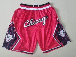 Mens''Chicago''Bulls''shorts baloncesto retro malla bordada casual atlético gimnasio equipo pantalones cortos rojo 004