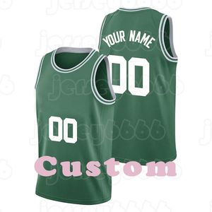 Hommes Custom Custom Diy Design Team Round Col Basketball Jerseys Hommes Sports Uniformes Couture et impression Nom et Numéro Black Green 2021