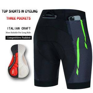 Pantalon de cyclisme pour hommes 3 poches Gel Shorts homme Maillot collants bavoirs courts été équipement professionnel Pro Sports Bib Lycra 240325