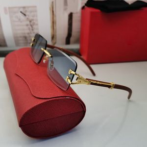 Gafas de diseñador de hombres gafas de sol de mujer para lentes de madera marco de oro marco leopardo destornillador de metal marcos de gafas de sol gafas de madera verde con box7e3j