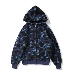 Sweat à capuche pour hommes Full Zip Up Femme Veste de camouflage noire Mode Sweat-shirt en coton pour hommes