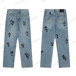 Designer pour hommes font des vieux chromees lavés jeans chromés pantalon droit de coeur croix de broderie imprimés pour femmes hommes décontractés longs jeans ch a7