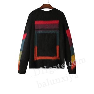 Suéteres de diseñador para hombre Patrón de teñido anudado de empalme Diseño clásico Top de tendencia Unisex Prendas de punto engrosadas Ropa de calle Tejidos Moda Suéter de invierno Sudaderas con capucha Raya Top SSS