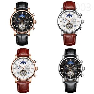 Montre de designer pour hommes squelette tourbillo montres-bracelets cadran rond marron bracelet en cuir noir reloj montres de mode vintage de haute qualité sb042