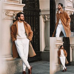 Diseñador para hombre Esmoquin de boda Mezcla de lana de invierno Chaqueta larga Traje de novio Trajes de padrino de boda Abrigo para hombre Personalizar