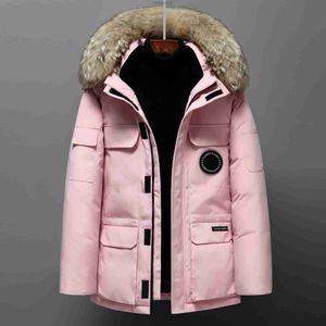 Veste parka en duvet pour hommes et femmes, longueur moyenne, hiver, nouveau style canadien, amoureux vaincus, vêtements de travail, duvet d'oie épais, vêtements pour hommes, avoir le bon logo