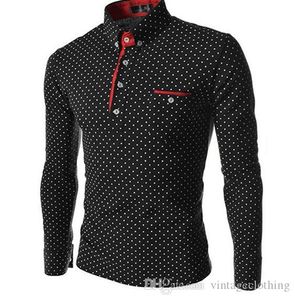 Polos para hombre Camisas de vestir para hombre Moda Camisa de lunares de diseñador informal de manga larga Talla M-3XL