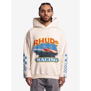 Mode Hommes Nouveaux Sweats À Capuche Surdimensionnés Sweats En Coton Rhude Floral Drapeau Yacht Bleu et Blanc Plaid Imprimé Terry Lâche Pull À Capuche