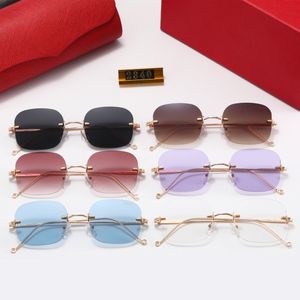 Gafas para hombre Gafas de sol de diseñador Mujer Gafas de sol polarizadas Círculo redondo Pantera sin montura Metal Moda Marca de lujo Gafas Carti Conducción Gafas de playa Lunette