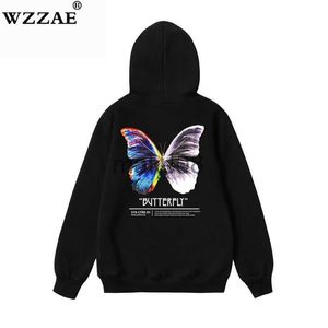 Sudaderas con capucha para hombre Sudaderas 2023 Hombres Hip Hop Sudadera con capucha Color Mariposa Streetwear Harajuku Jersey Sudadera con capucha Algodón Lana Invierno Japonés Negro Hoo J230823