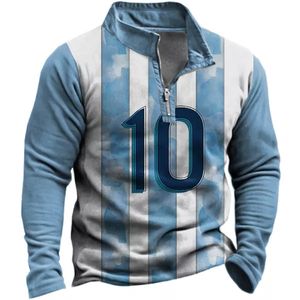 Heren Hoodies Sweatshirts Argentinië Vlag Sweatshirt Mens Casual Halve Rits Sweatshirt Opstaande Kraag Jas Mode Lange Mouw POLO Shirt Vlag 3D Hoodie 230201