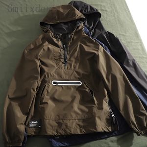 Sweats à capuche pour hommes Sweatshirts Gmiixder Veste professionnelle d'extérieur pour hommes coupe-vent imperméable demi-fermeture éclair pull à capuche ample à capuche vêtements de montagne 231031