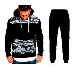 Sudaderas con capucha para hombre Sudaderas Pantalones de chándal Reno de Navidad Chándales juveniles Pantalones pulóver Menfolk Jogger Pantalones deportivos Trajes Estudiantes Conjuntos de ropa deportiva