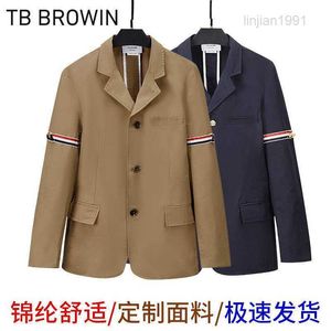 Chaquetas para hombre BROWIN TB nuevo traje de lana rojo blanco azul cinta a rayas abrigo casual con solapa dividida