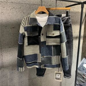 Hommes vestes vêtements automne hiver mode coréenne décontracté revers sans capuche pour hommes mince Plaid mâle manteau Streetwear 230904