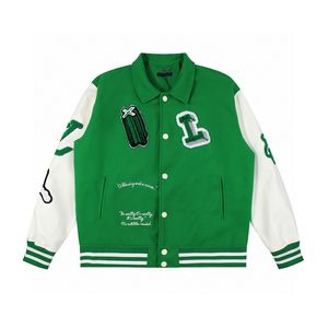 Vestes pour hommes Marque de mode Hommes Femmes Veste Vintage Lâche À Manches Longues Vert Baseball Mans Hip Hop Automne Varsity Casual Chaud Bomber Vêtements M-XL bon