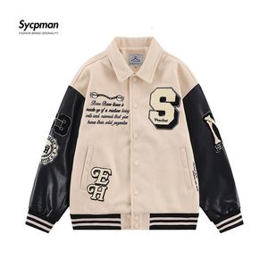 Hommes Vestes Fried Street Contraste Couleur Lettre Mao Jinxiu Couples Hommes et Femmes Étudiants Lâche Oversize Baseball Manteau 221129