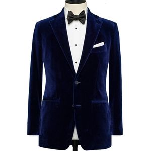 Chaquetas para hombre Royal Blue Velvet Men Suit Jacket para Prom Wear Dinner Blazer con solapa con muescas Male Tops Dress 230216