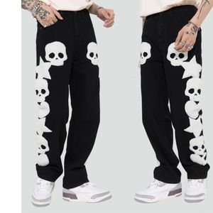 Jeans pour hommes Classic Neutral Pants Streetwear Vintage brodé Y2kskull Star Baggy Gothic HARAJUKU COST COSTERN DENIM PTANTER 230404